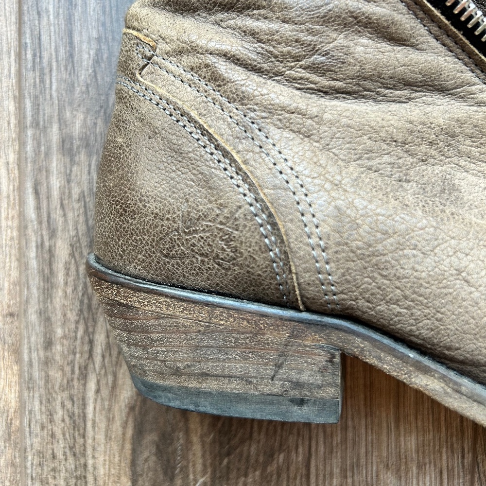 John Fluevog Tan Ruth Skin Spiral Zip Ankle Boots | 6 - Picture 11 of 13